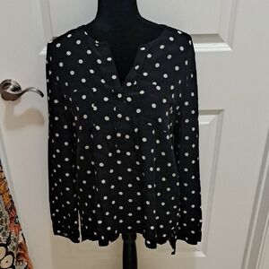 Joie 100% Silk Black and White Polka Dot Blouse